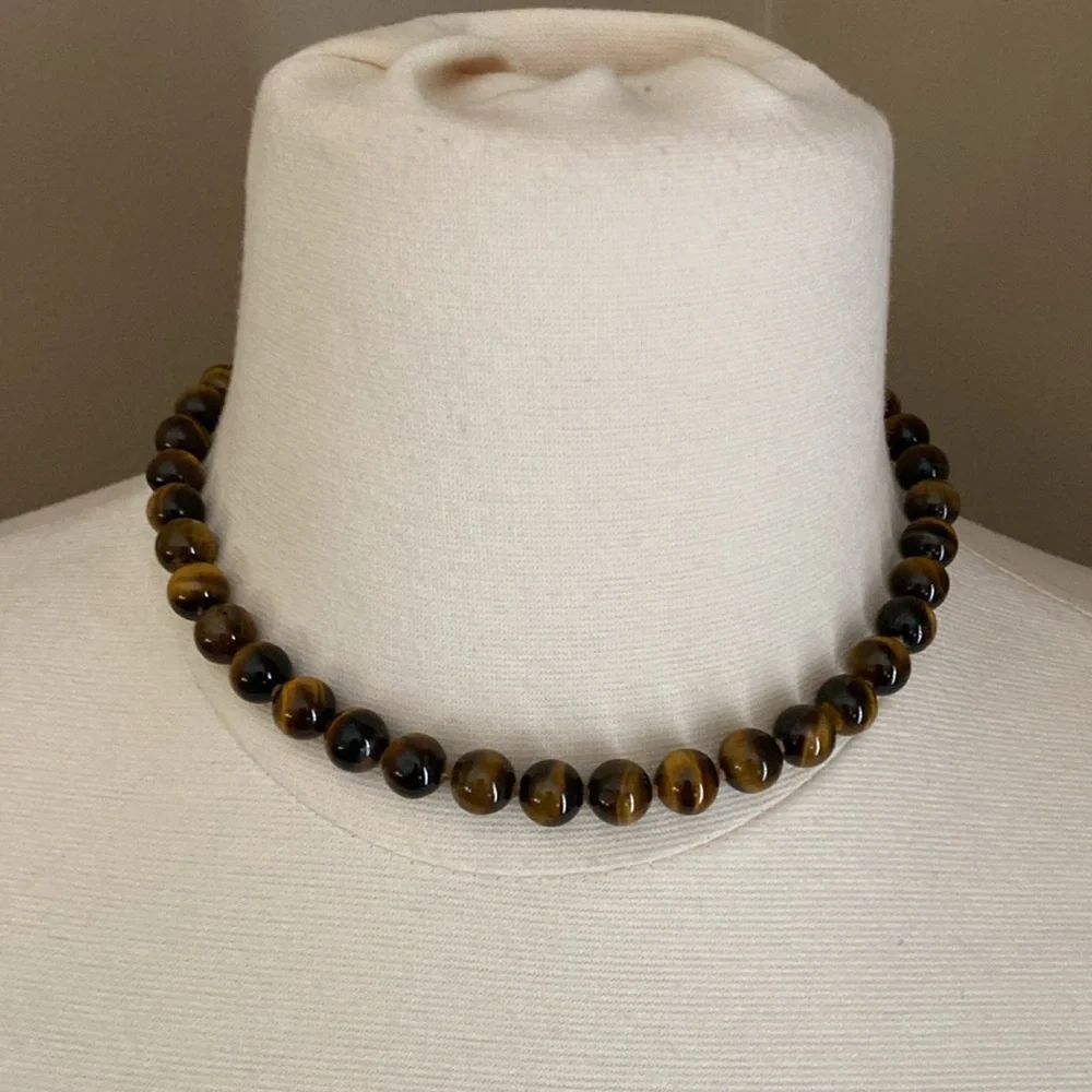 Tigers eye Necklace 16” / .925 Drop Earrings 2” & Stretch Bracelet Set